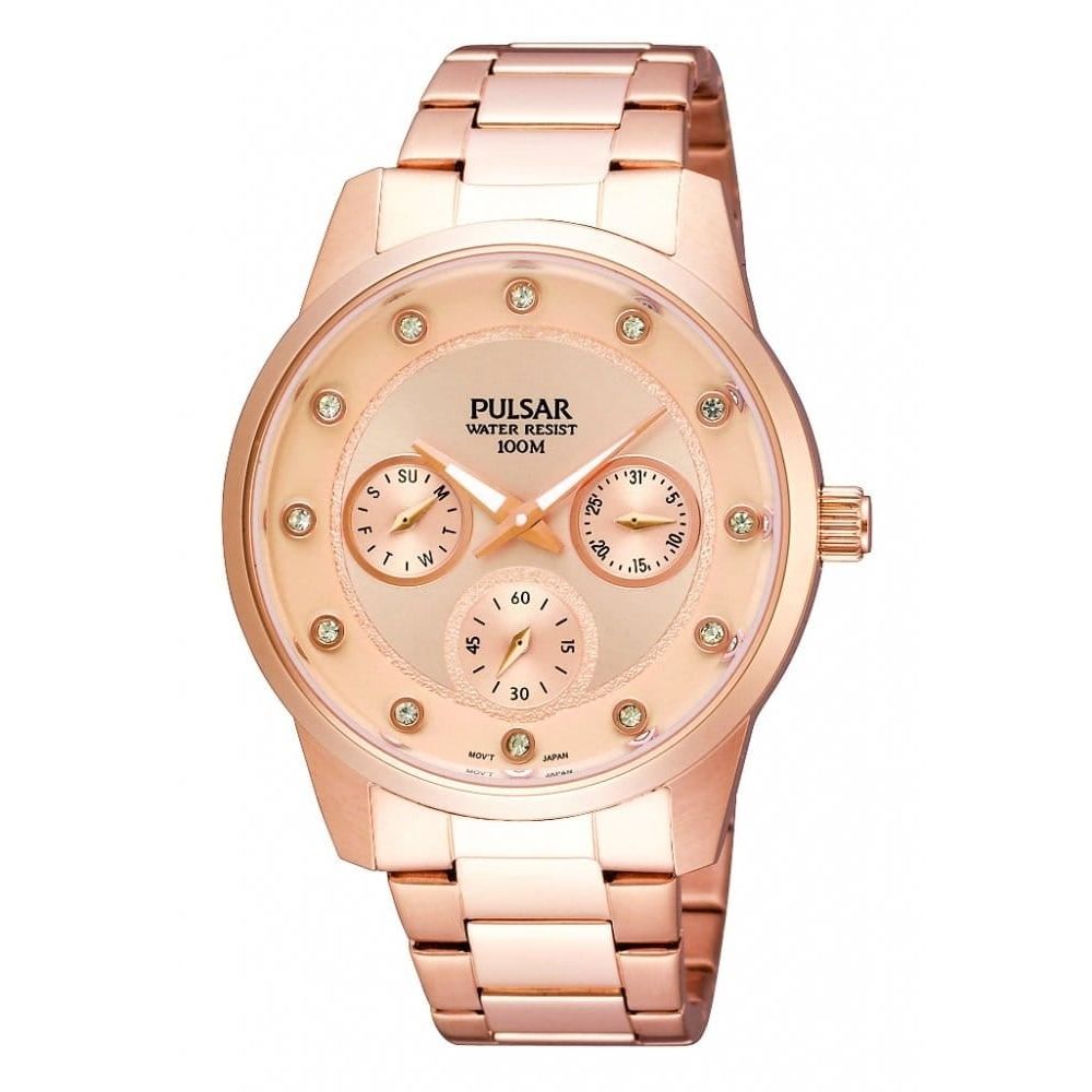 Womens Rose Plated Multi Dial Watch