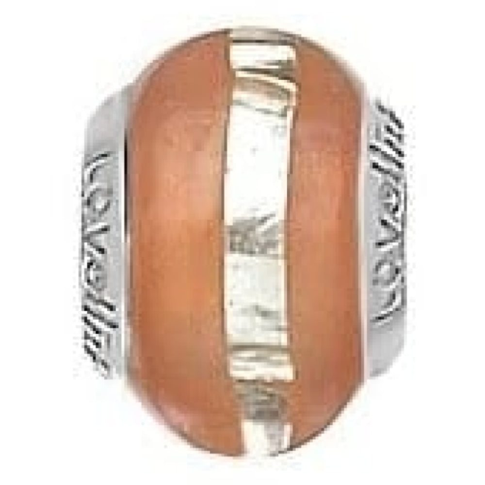 Sterling Silver 'Silver Stripe' Coral Murano Glass Link