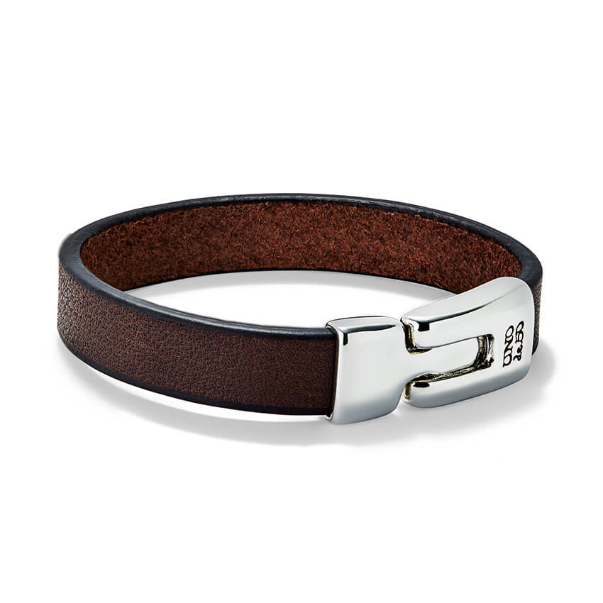 Brown Leather Bracelet With Silver Plated Clasp