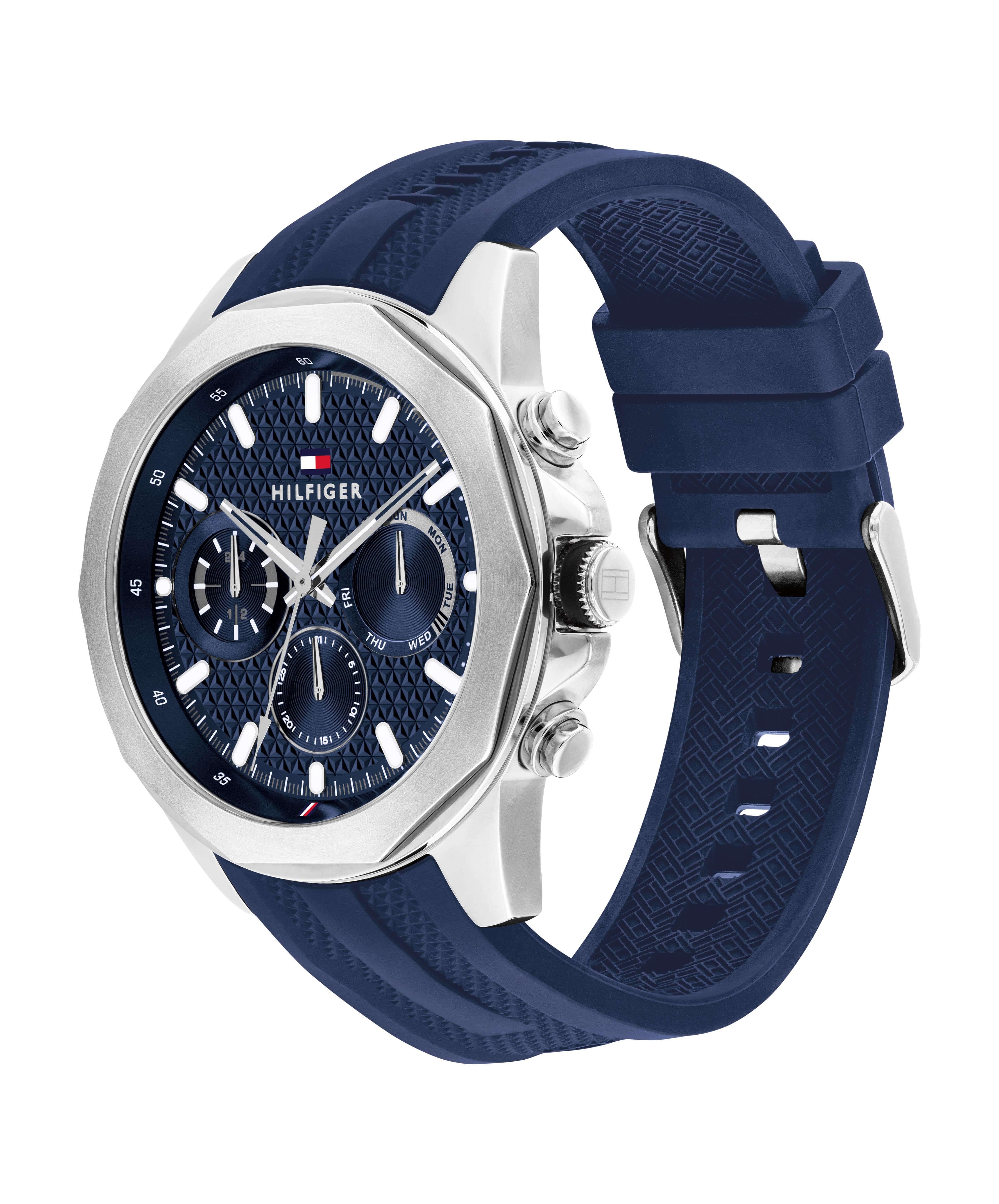 Lars Multifunction Textured Blue Dial With Blue Silicone Strap Gents Watch