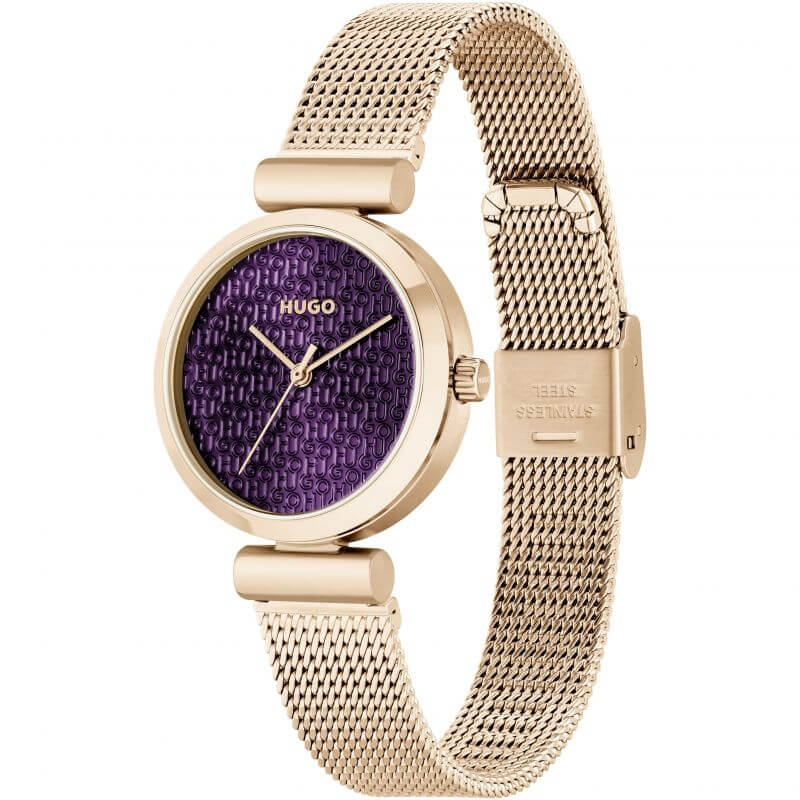 #SWEET RG Tone Mesh Strap Purple Dial Ladies Watch