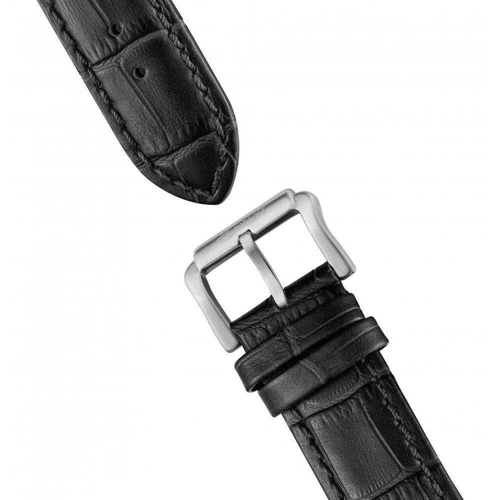 Mens The Orville Automatic Watch with Black Skeleton Dial and Black Leather Strap