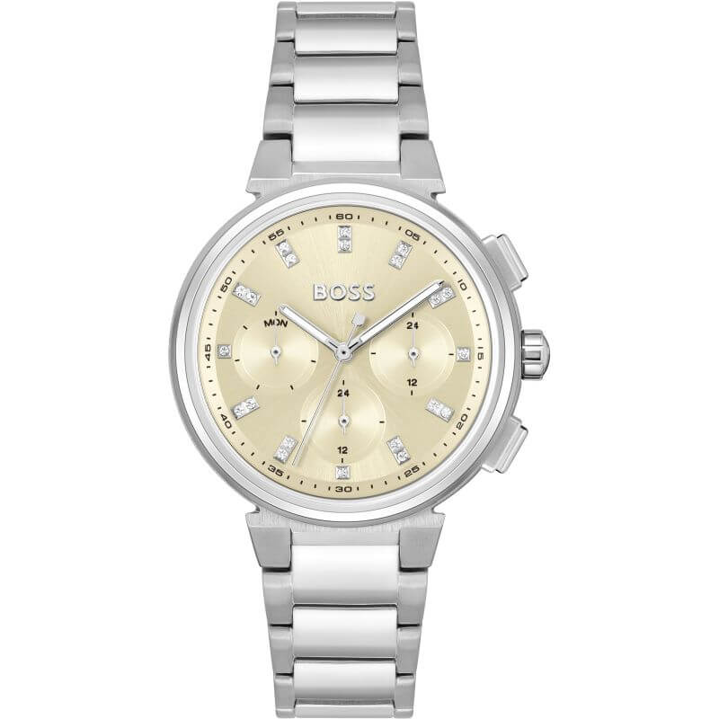 One Champagne Chronograph Dial SS Bracelet Strap Ladies Watch