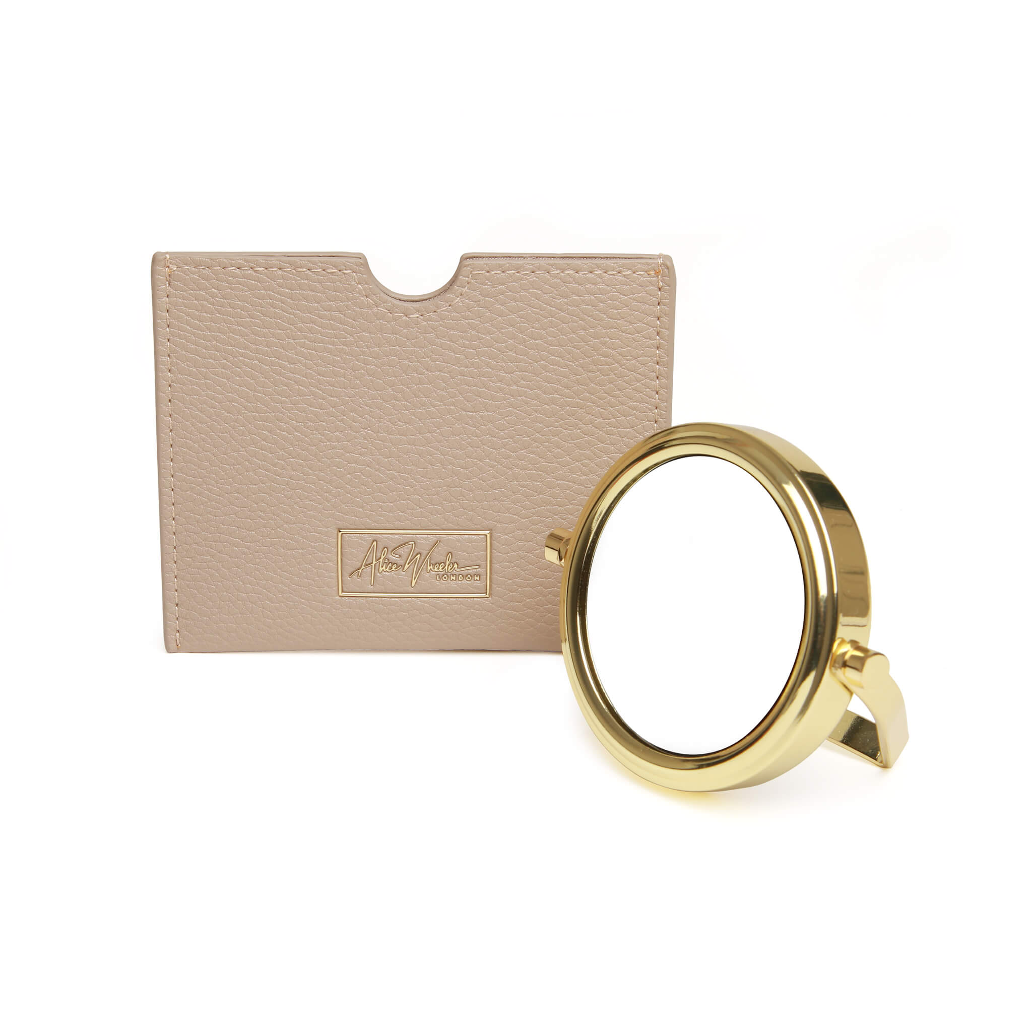 Mirror & Pouch In Stone - 7x Magnification