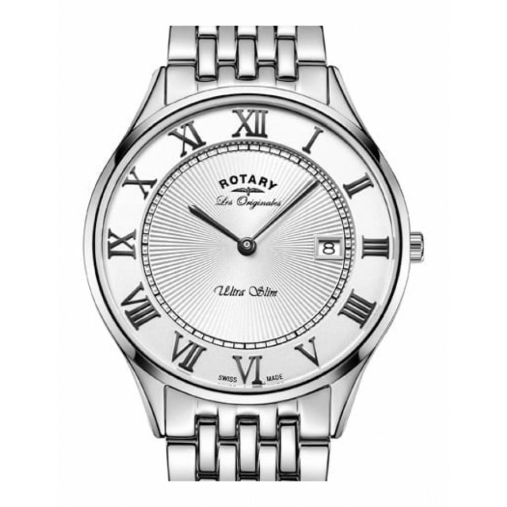 Ultra Slim Stainless Steel Date Window Gents Wristwatch