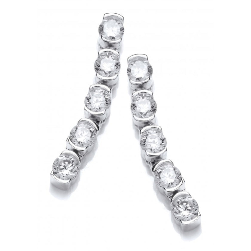 CZ Row Of Solitaires Earrings