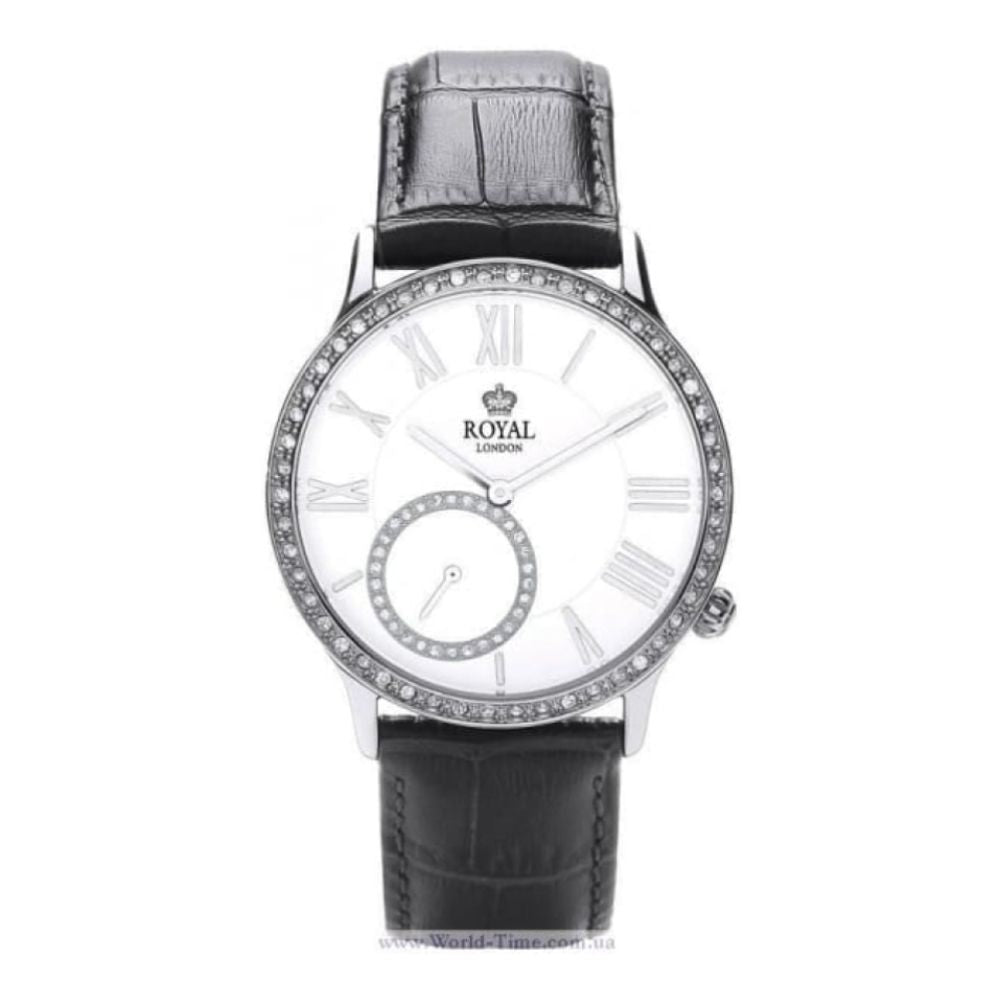 Womens Black Leather Diamond Watch