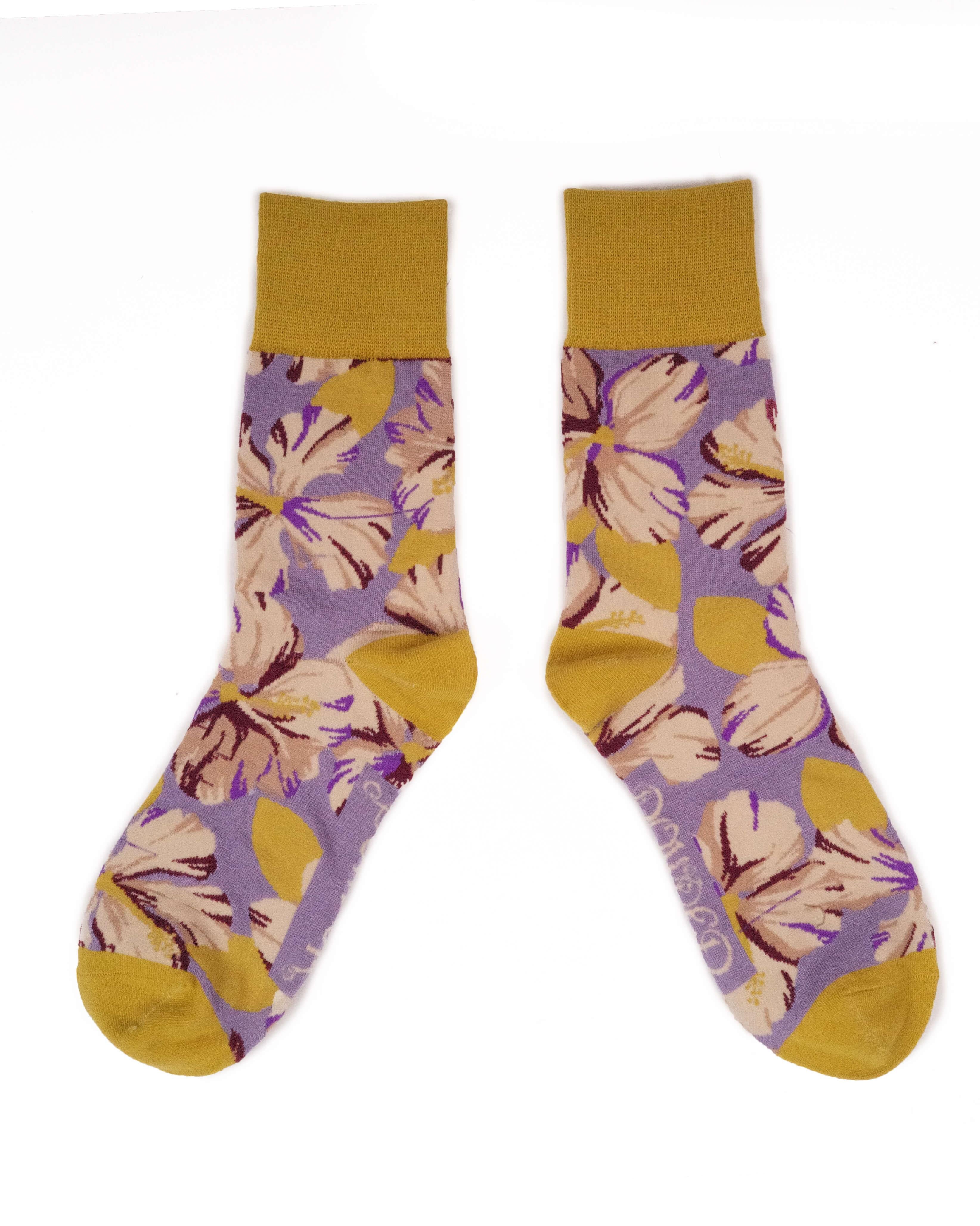 Mens Hibiscus Socks - Lilac