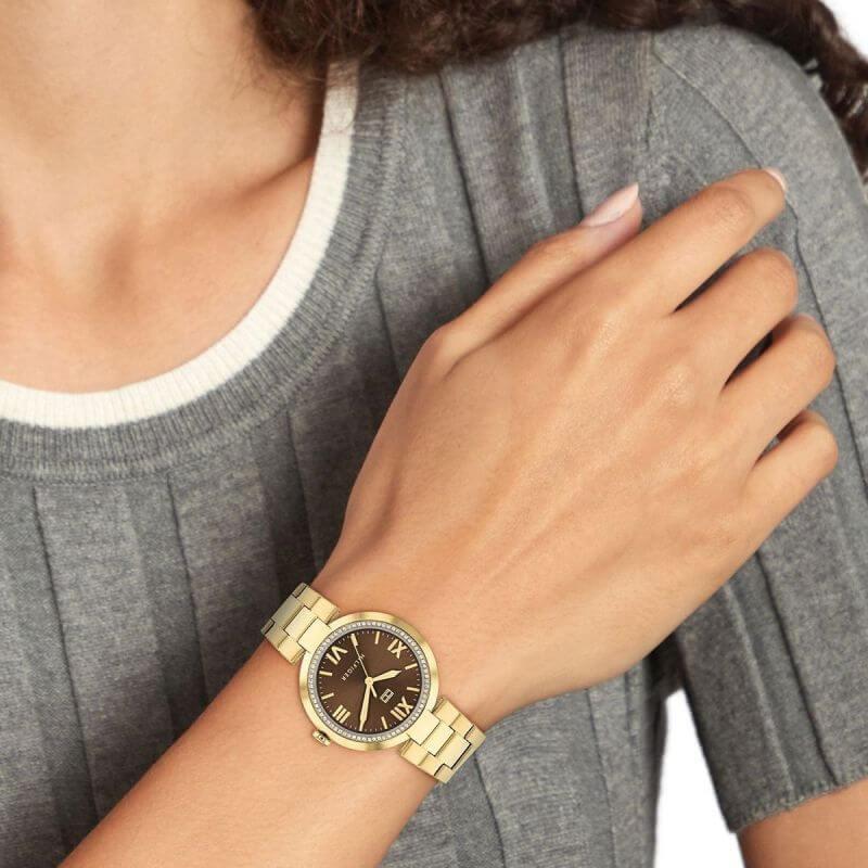 Alice Gold Plated Strap With Brown Dial Watch