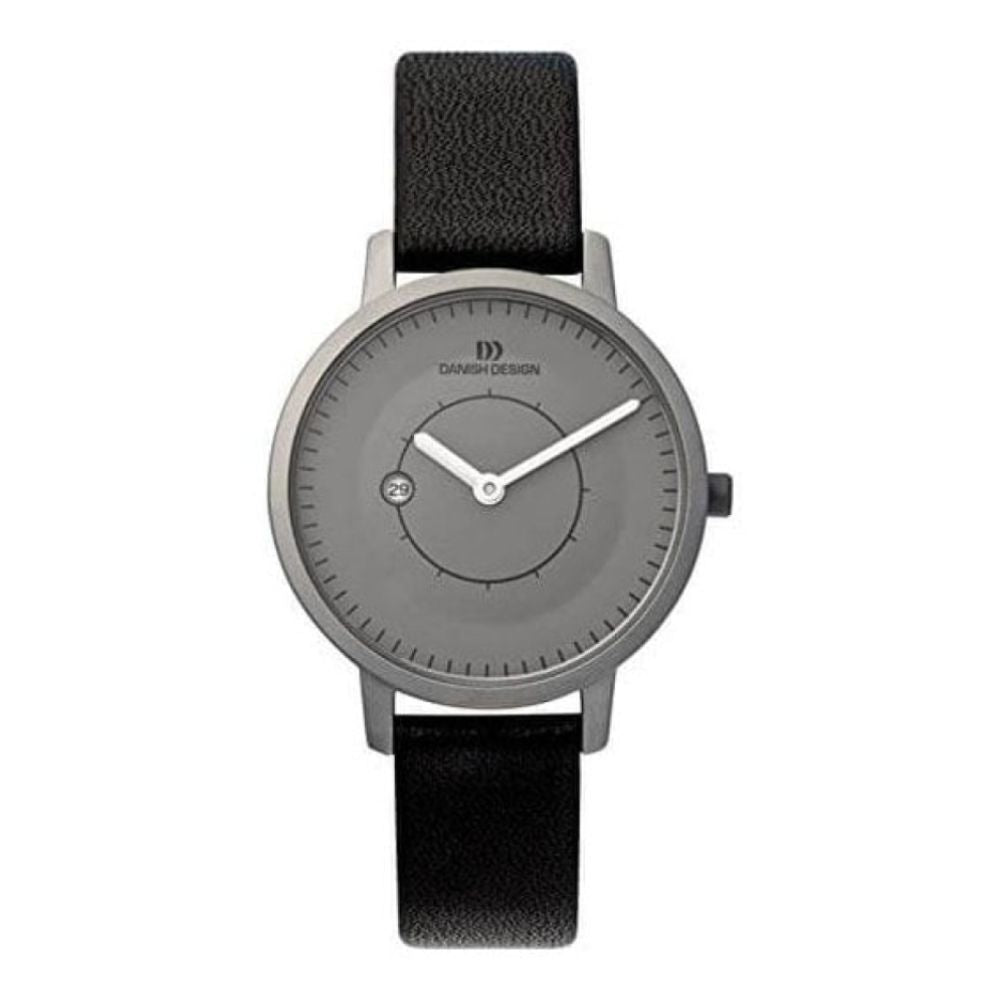 Black Leather Sapphire Titanium Wristwatch