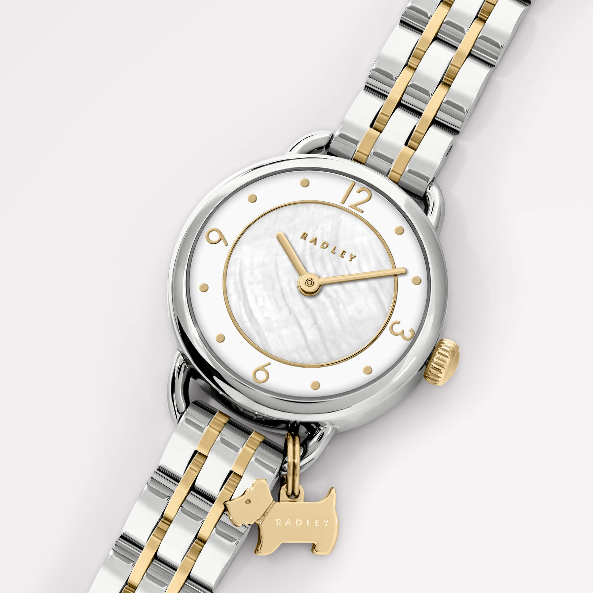 Two Tone Silver & Gold Plated Mother of Pearl Bracelet Watch