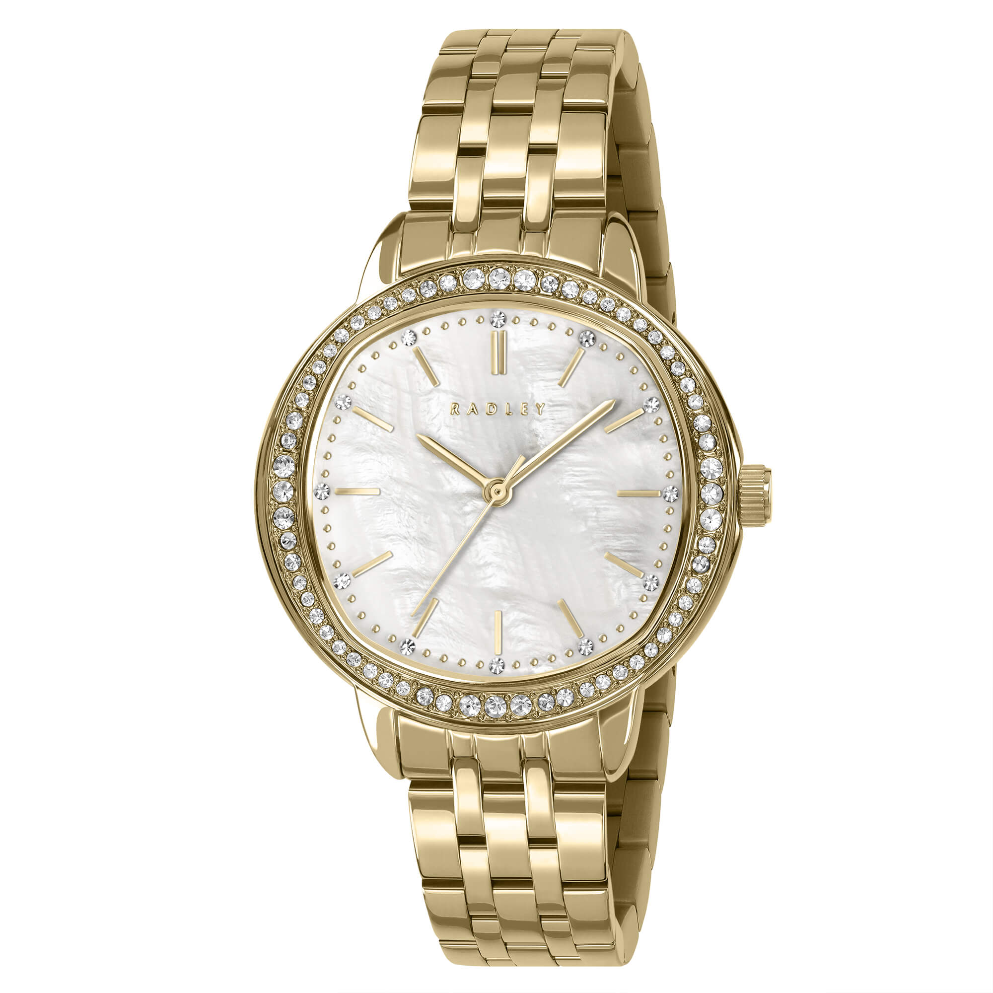 Gold Plated MOP Stone Set Dial With Bracelet Strap Watch