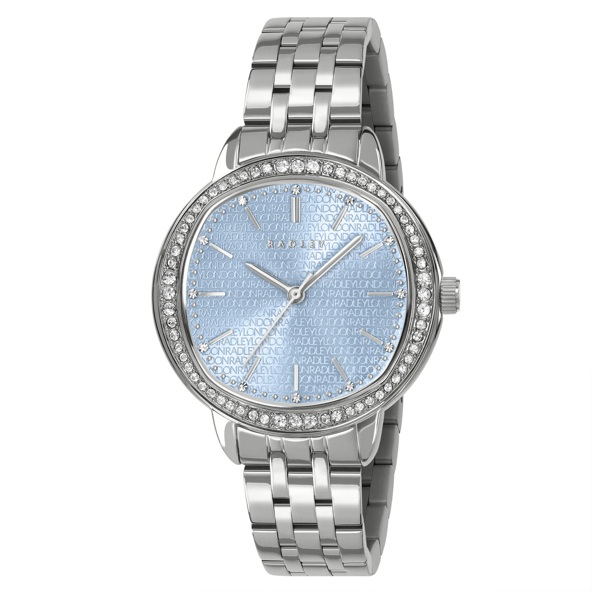 Silver Blue Stone Set Dial With SS Bracelet Strap Watch