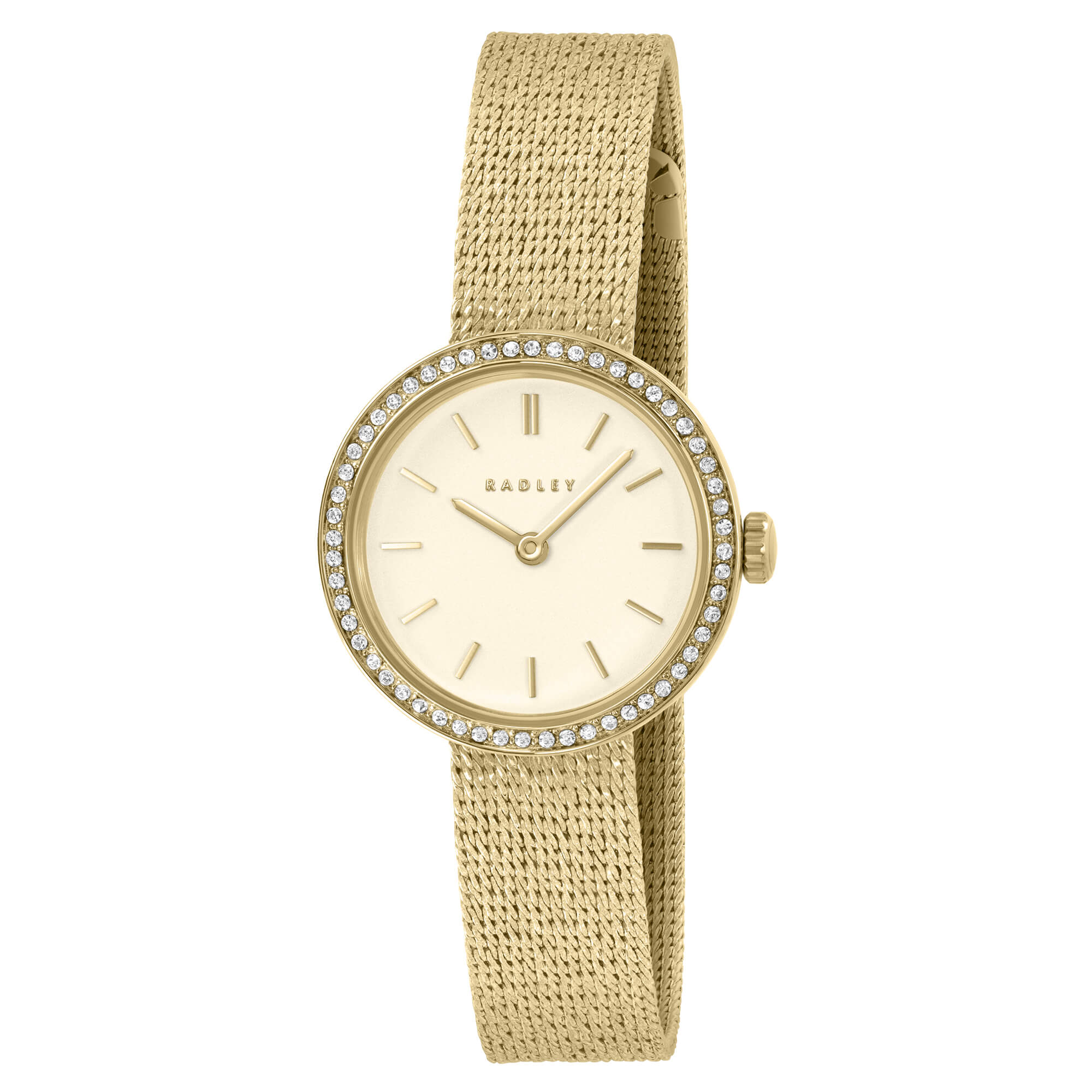 Gold Plated 27mm Stone Set Mesh Watch