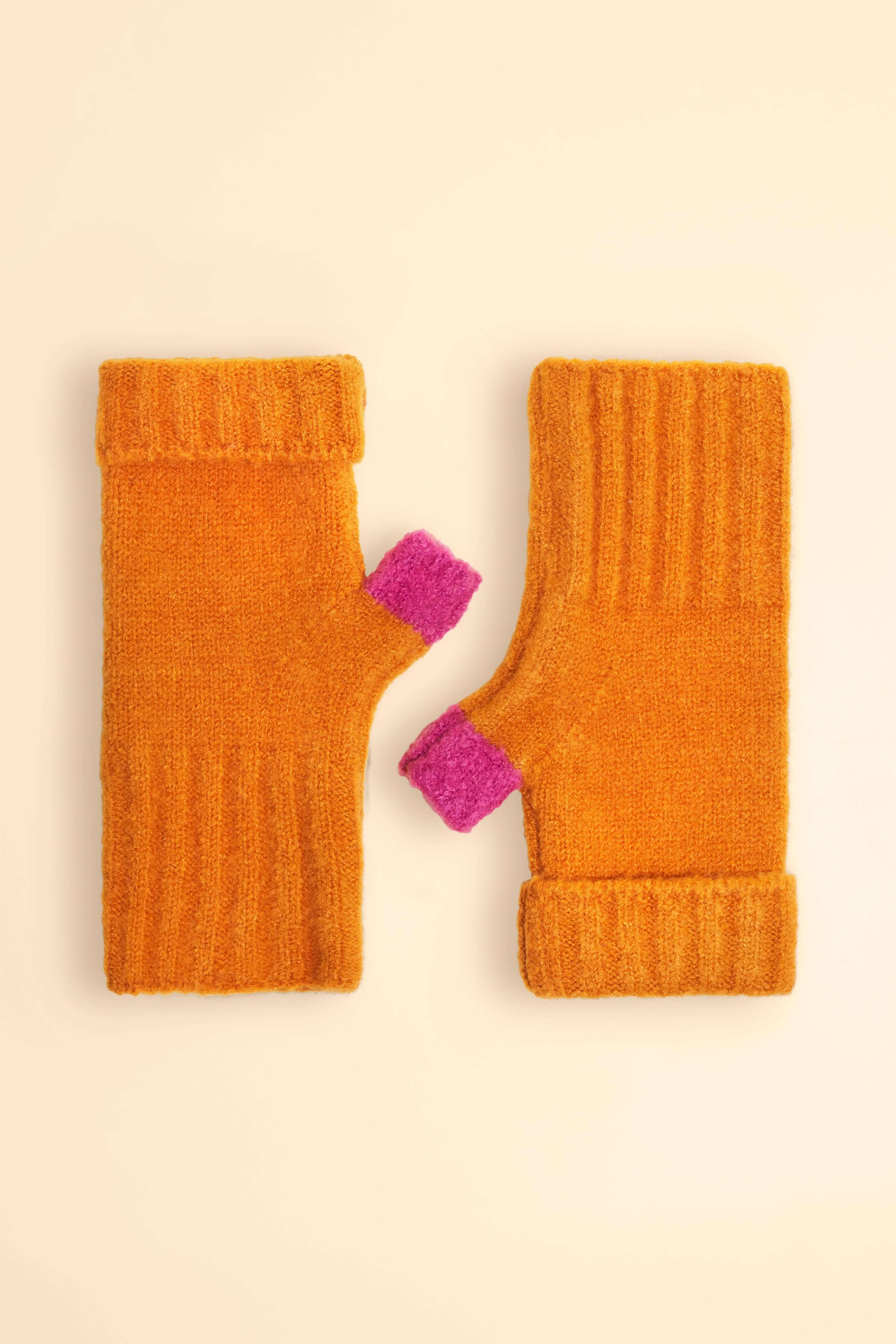 Ladies Cassia Wrist Warmers - Tangerine