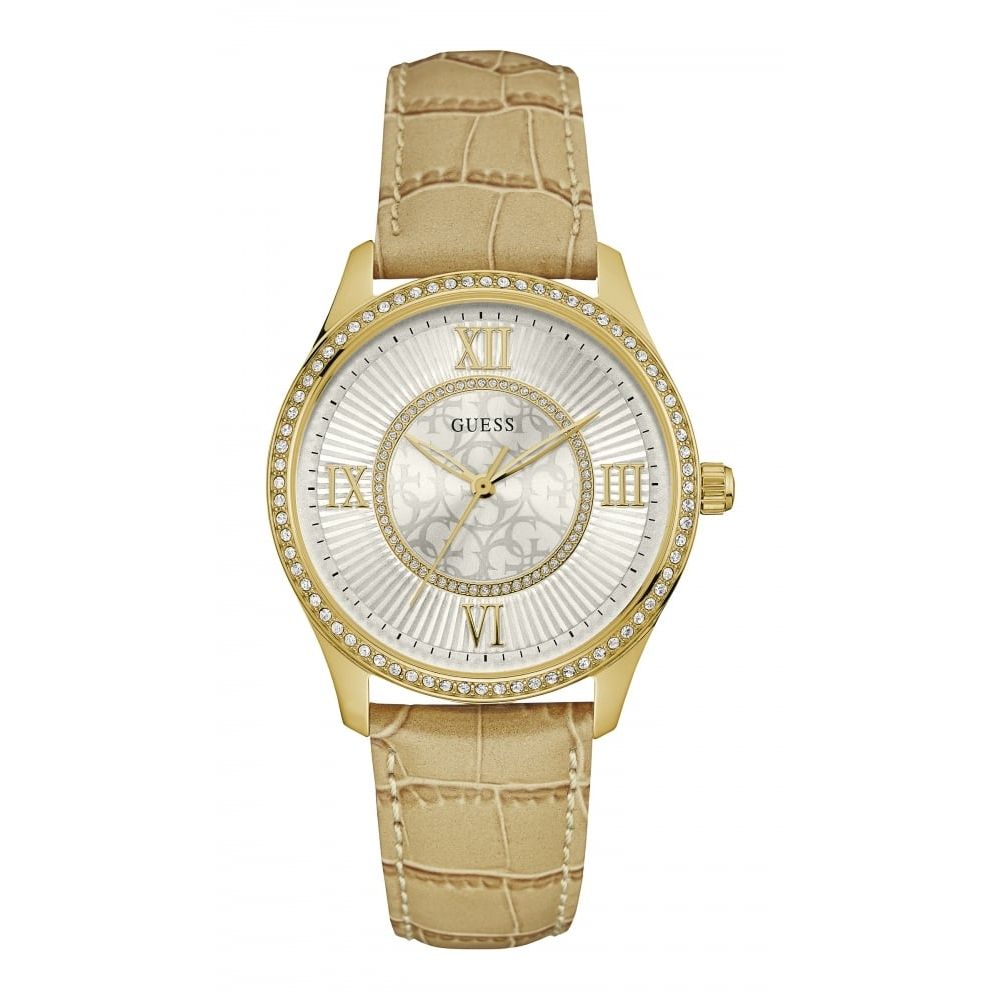 Gold Plated Leather Strap Ladies Wristwatch