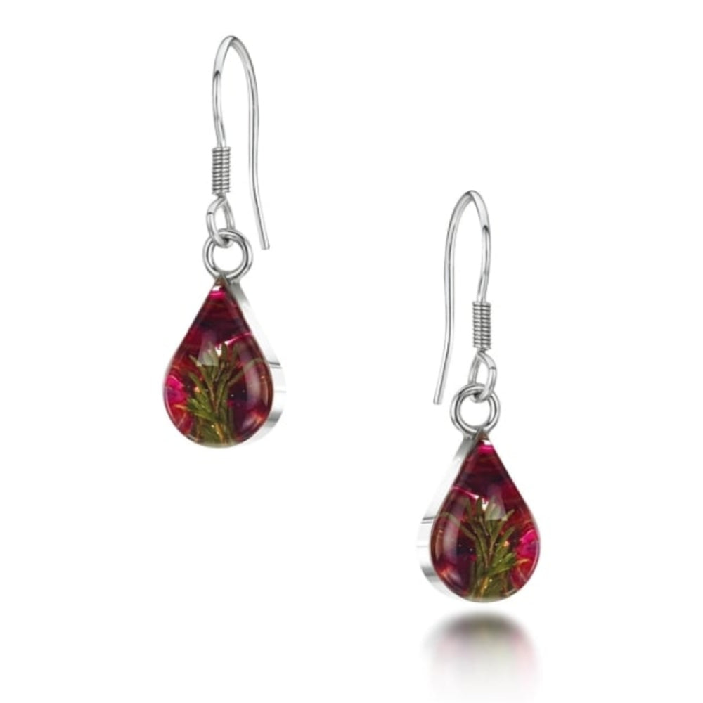 Silver drop Earrings - Heather - Small Teardrop