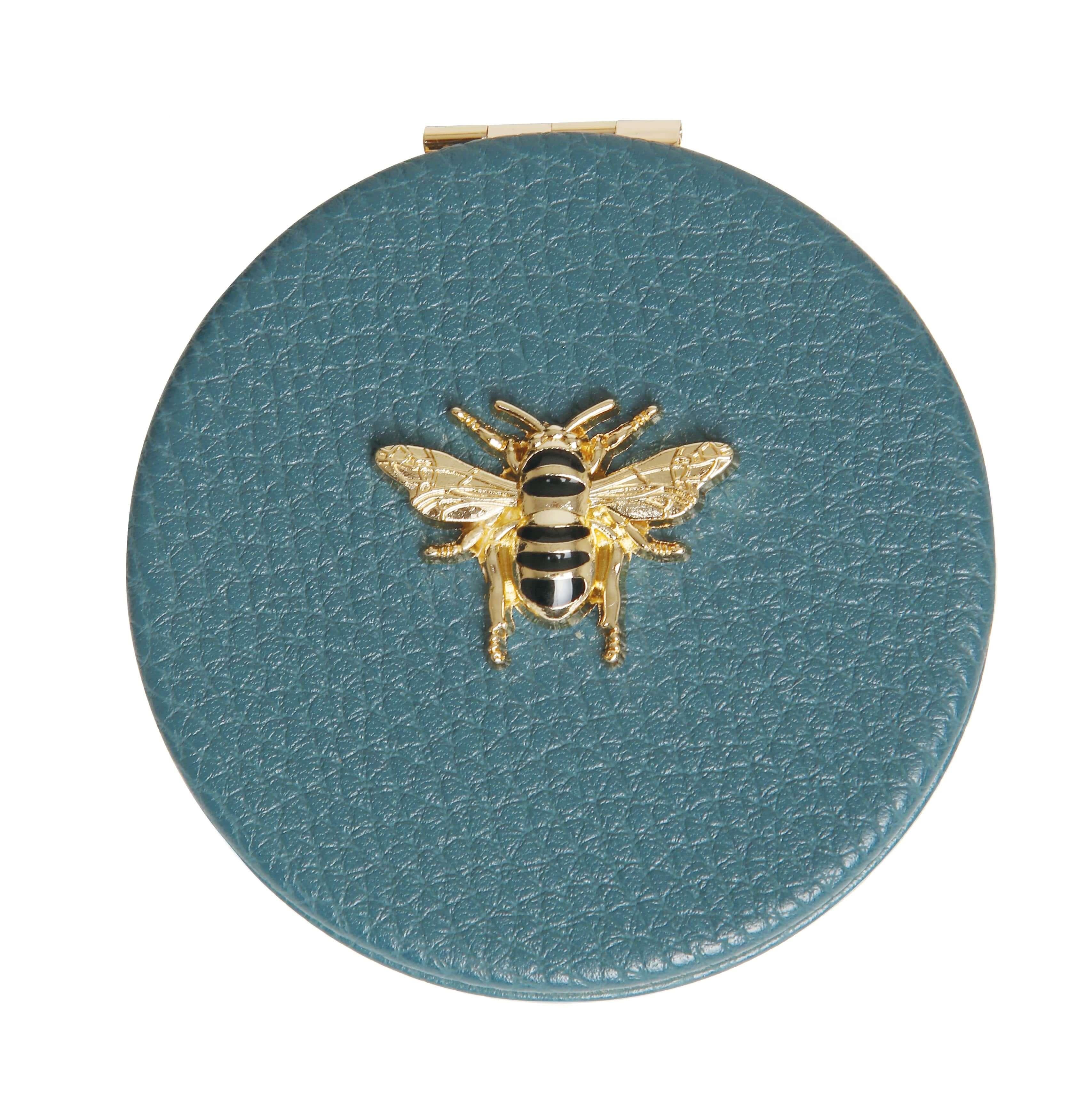 Round Mirror Compact In Teal