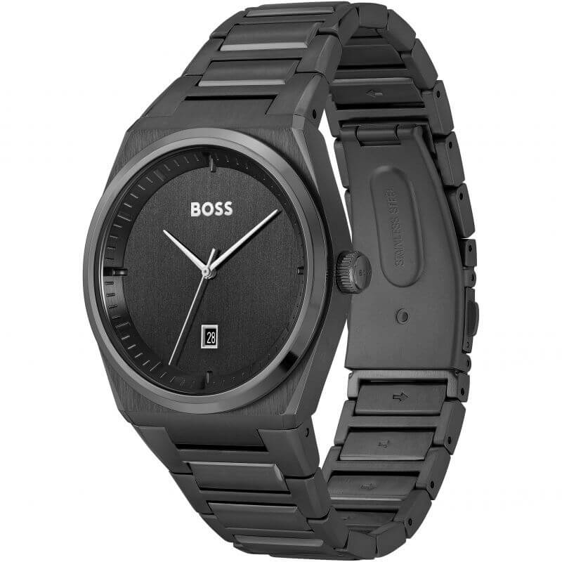 Steer Black SS Bracelet Black Dial Gents Watch