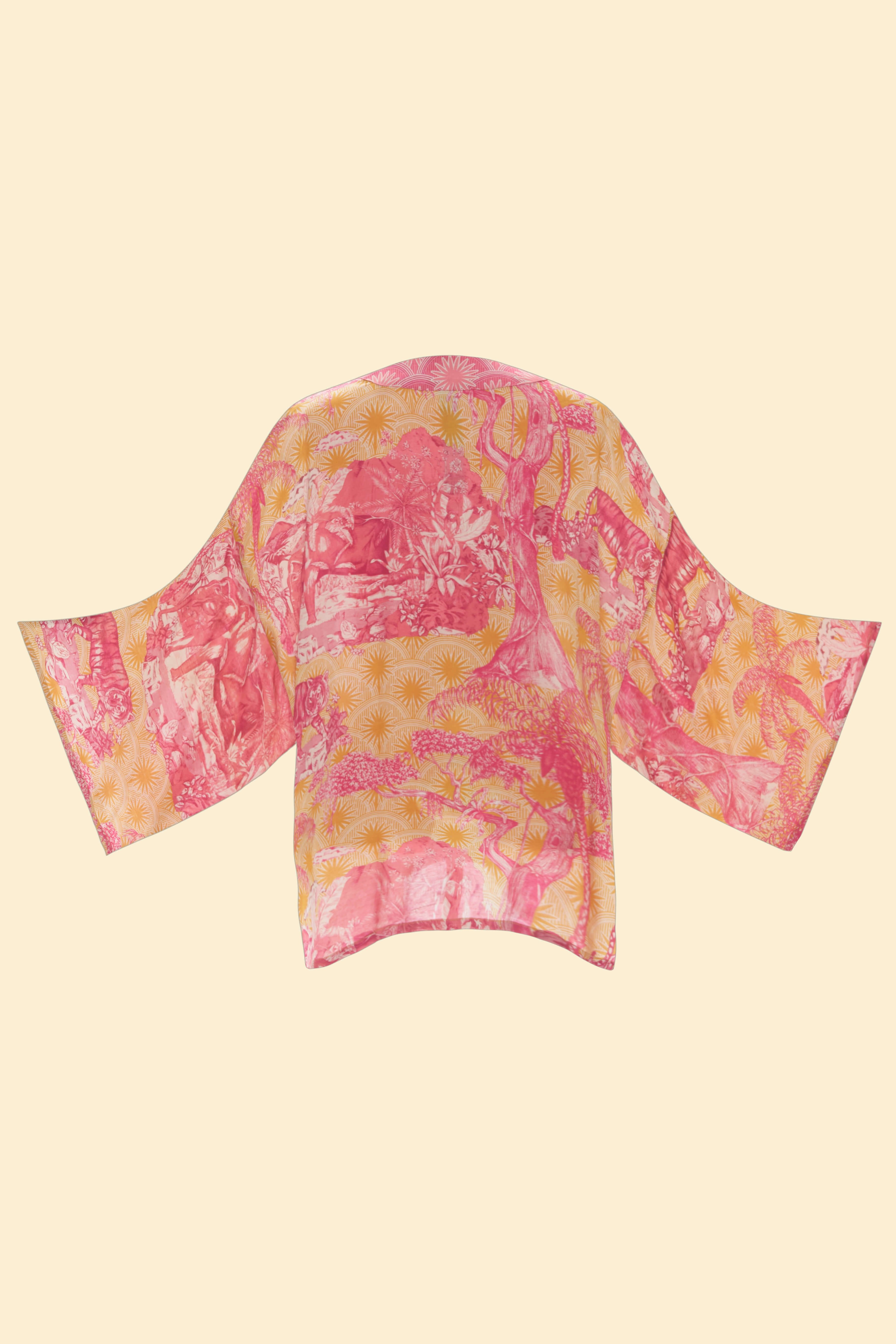 Tropical Toile Kimono Jacket - Pineapple & Fuchsia