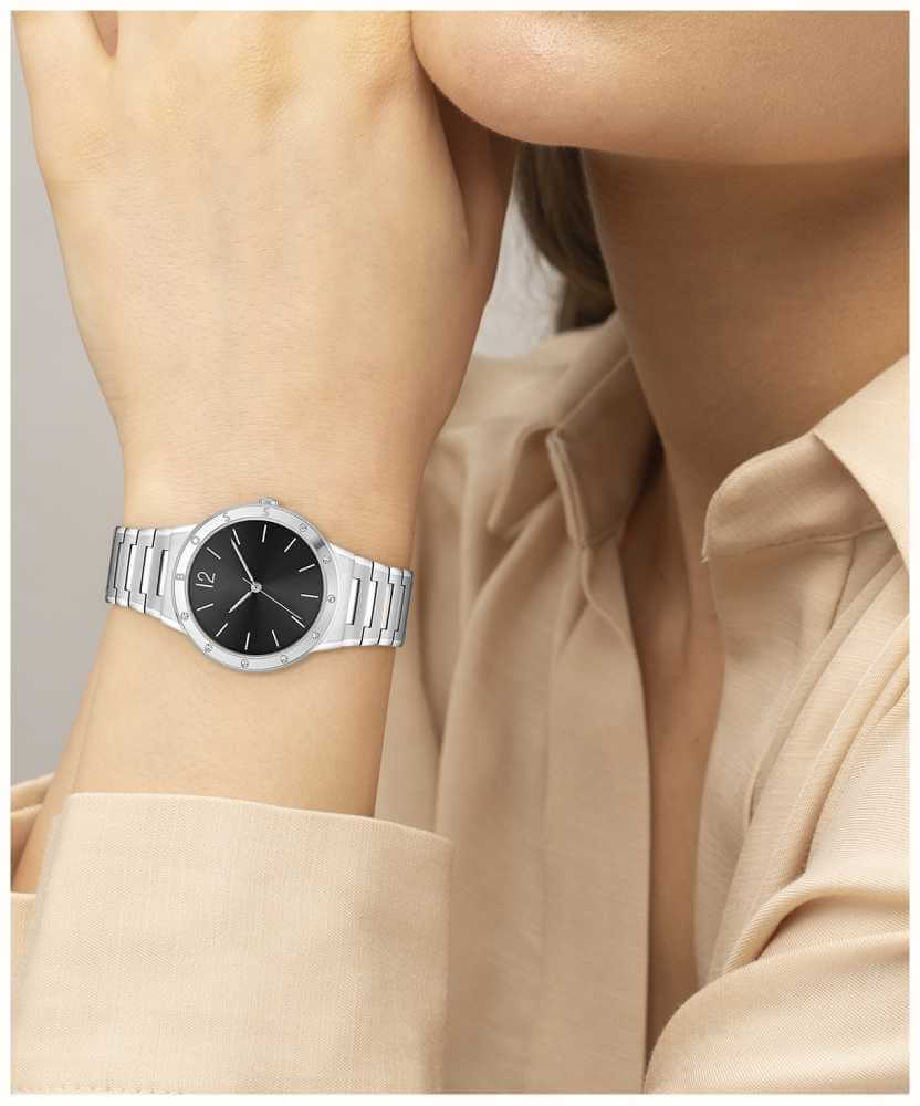 Breath Black Dial Stainless Steel Ladies Watch