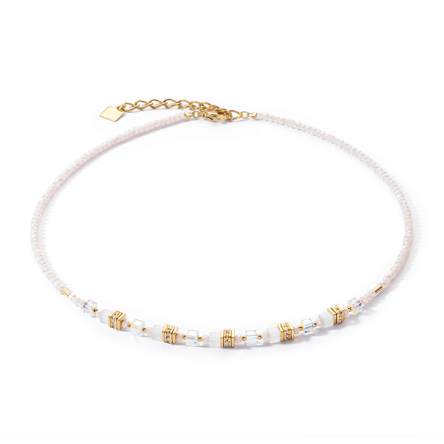 Mini Cubes White Gold Necklace