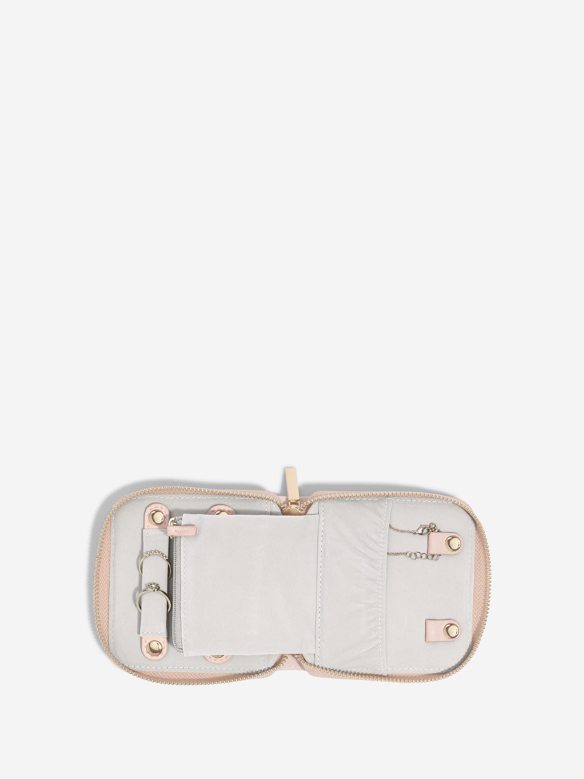 Blush Pink & Gold Compact Jewellery Roll