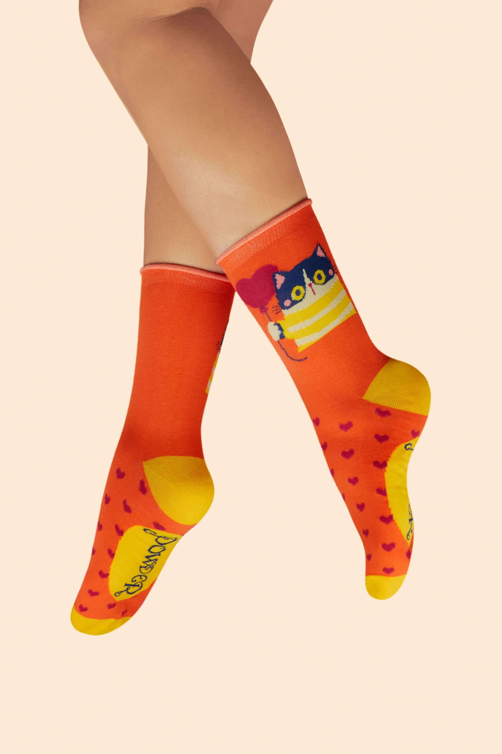 Startled Lover Kitty Ankle Socks