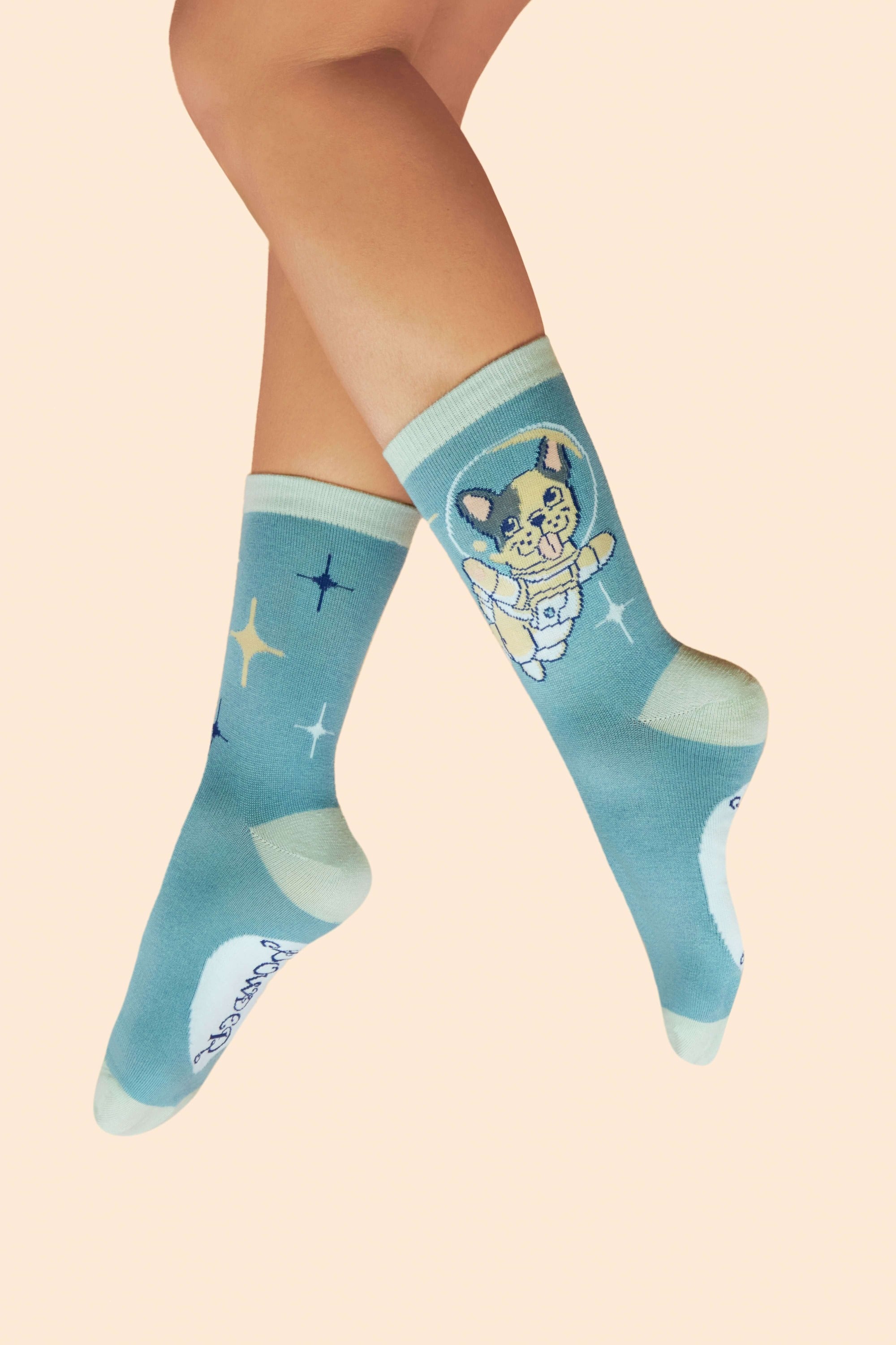 Frenchie In Space Ankle Socks