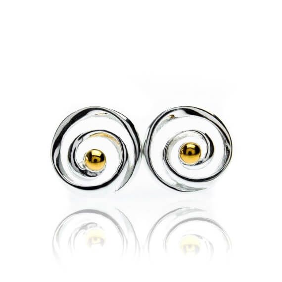 Origins Gold Plated Center Spiral Stud Earrings