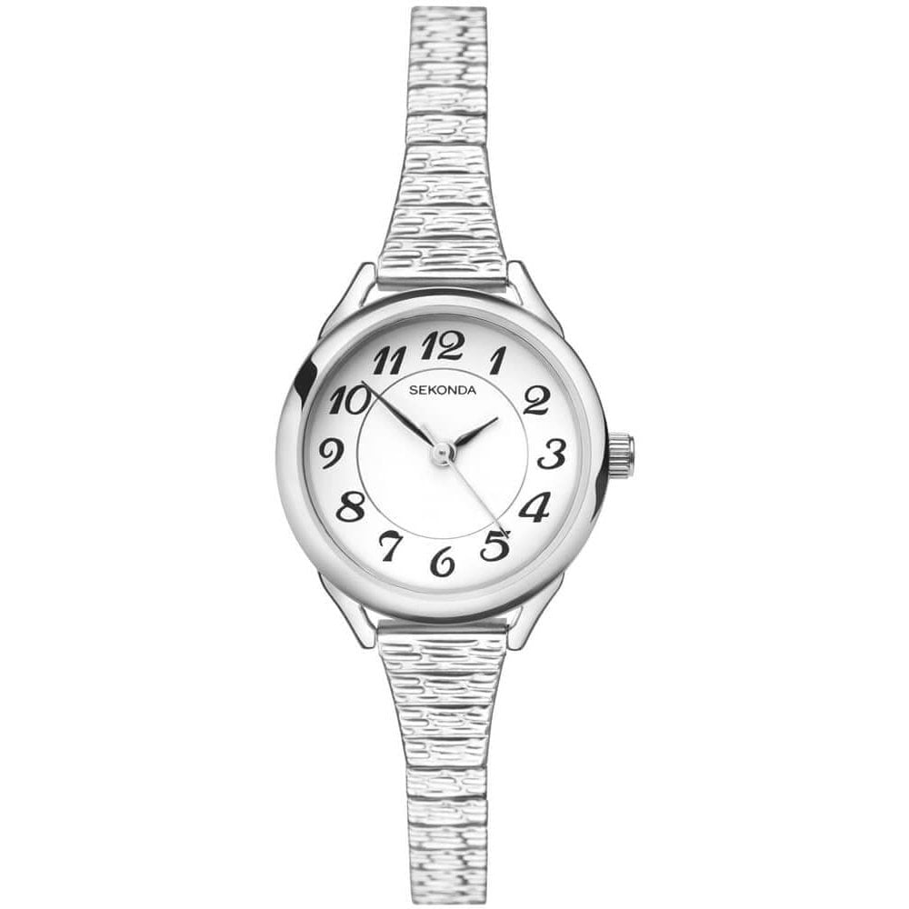 Stainless Steel Expander Bracelet Strap & Case With White Dial Ladies Watch
