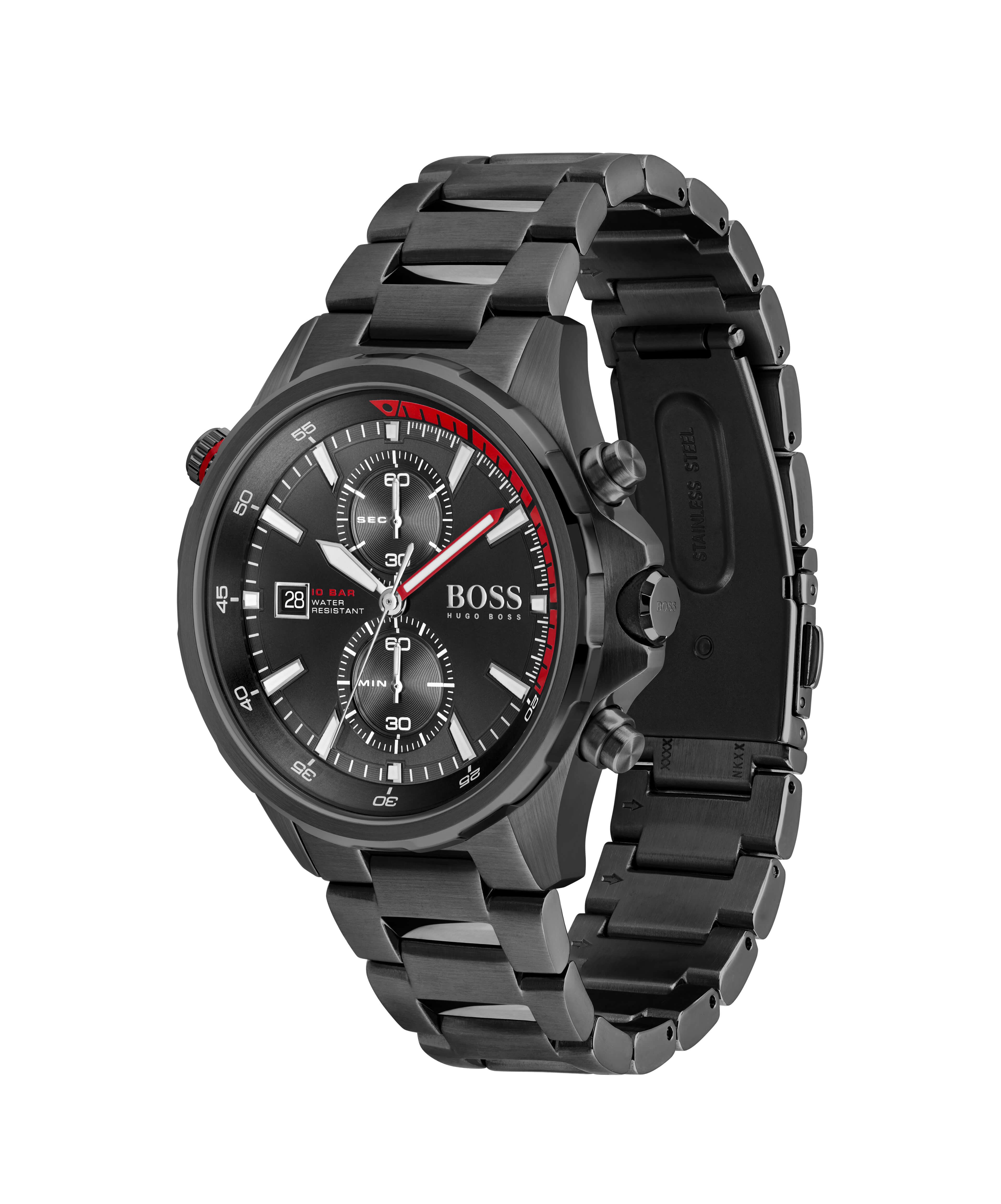 Globetrotter Black IP Chronograph Dial With Bracelet Strap Gents Watch