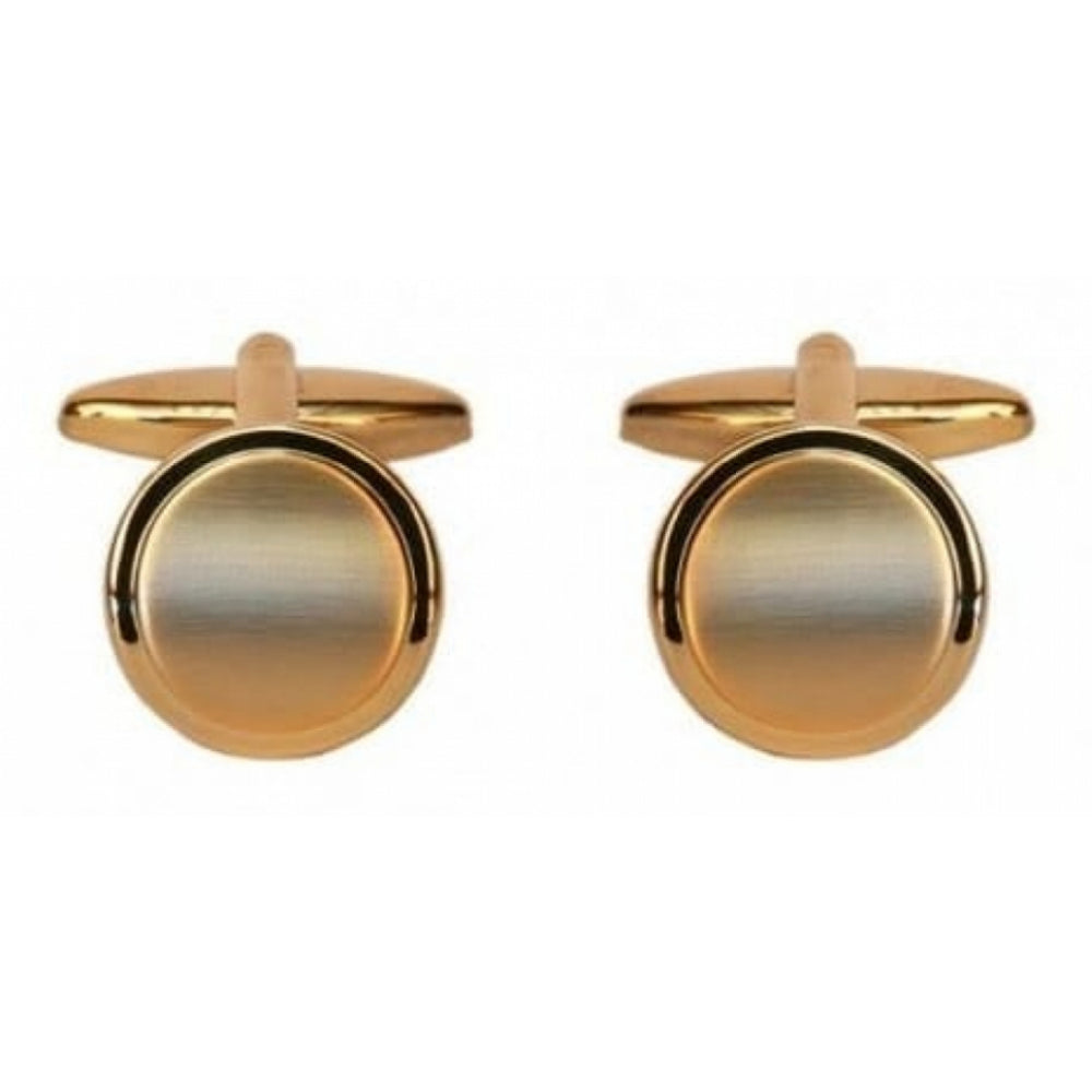 Gold Plated Circular Brushed Curve Cufflinks