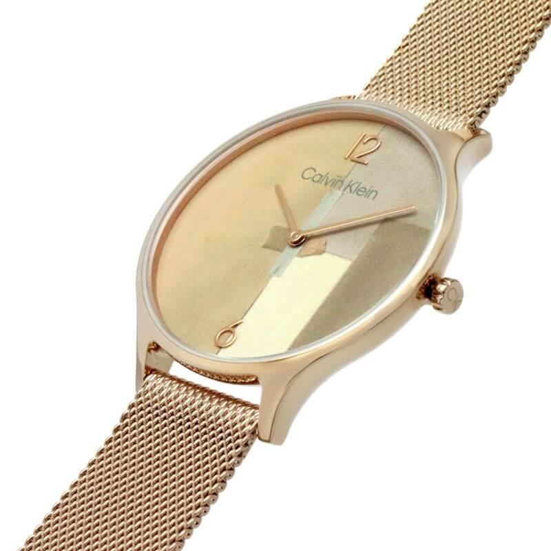 2H Patchwork Dial Rose Gold Tone Mesh Bracelet Ladies Watch
