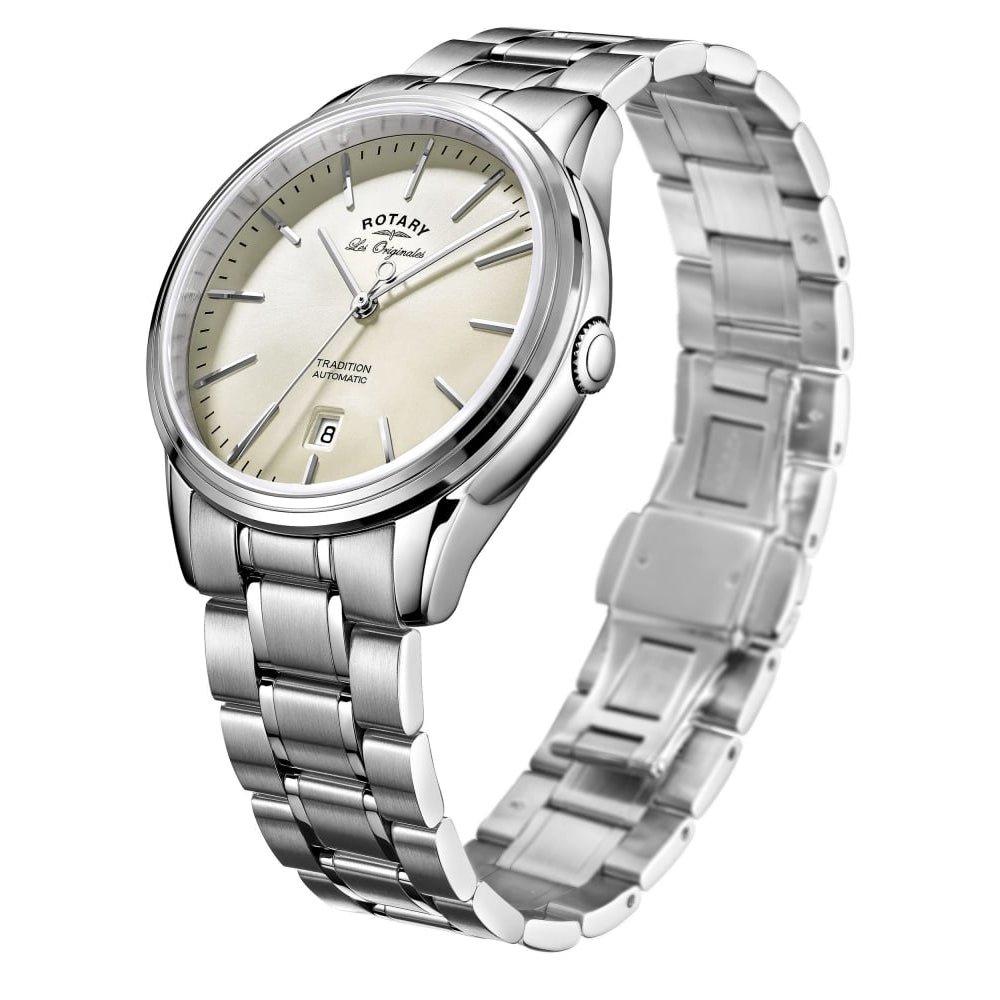 Les Originales Traditional Automatic Champagne Face Chrome Bracelet Watch