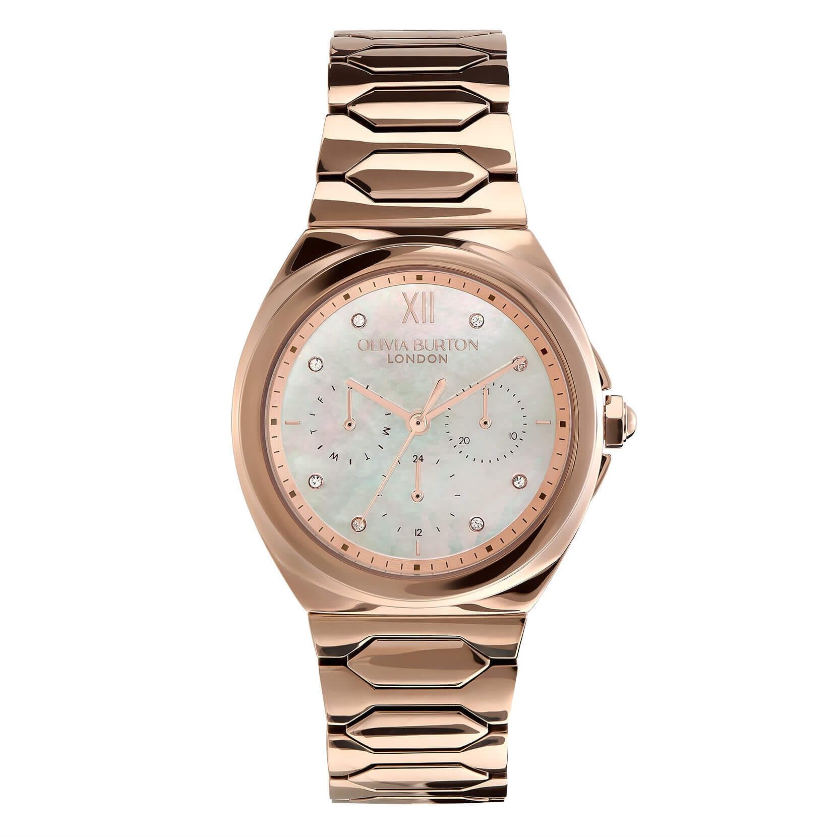 Lustre Multi-Function White Dial & Rose Gold Bracelet Watch