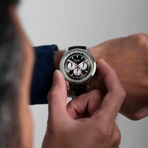 Maverick Black Dial & Black Leather Strap Men's Watch