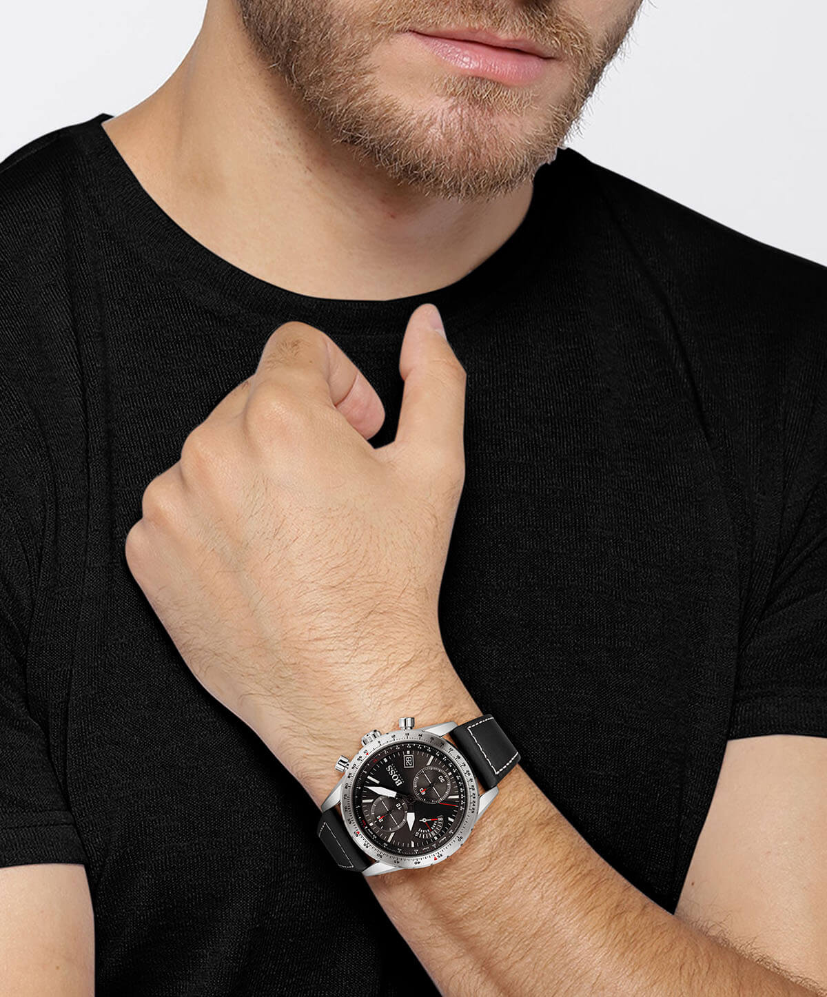Pilot Edition Chrono Black Dial & Black Leather Strap Gents Watch