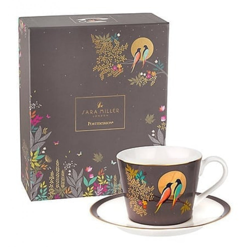 The Chelsea Collection Grey Hummingbird Tea Cup & Saucer