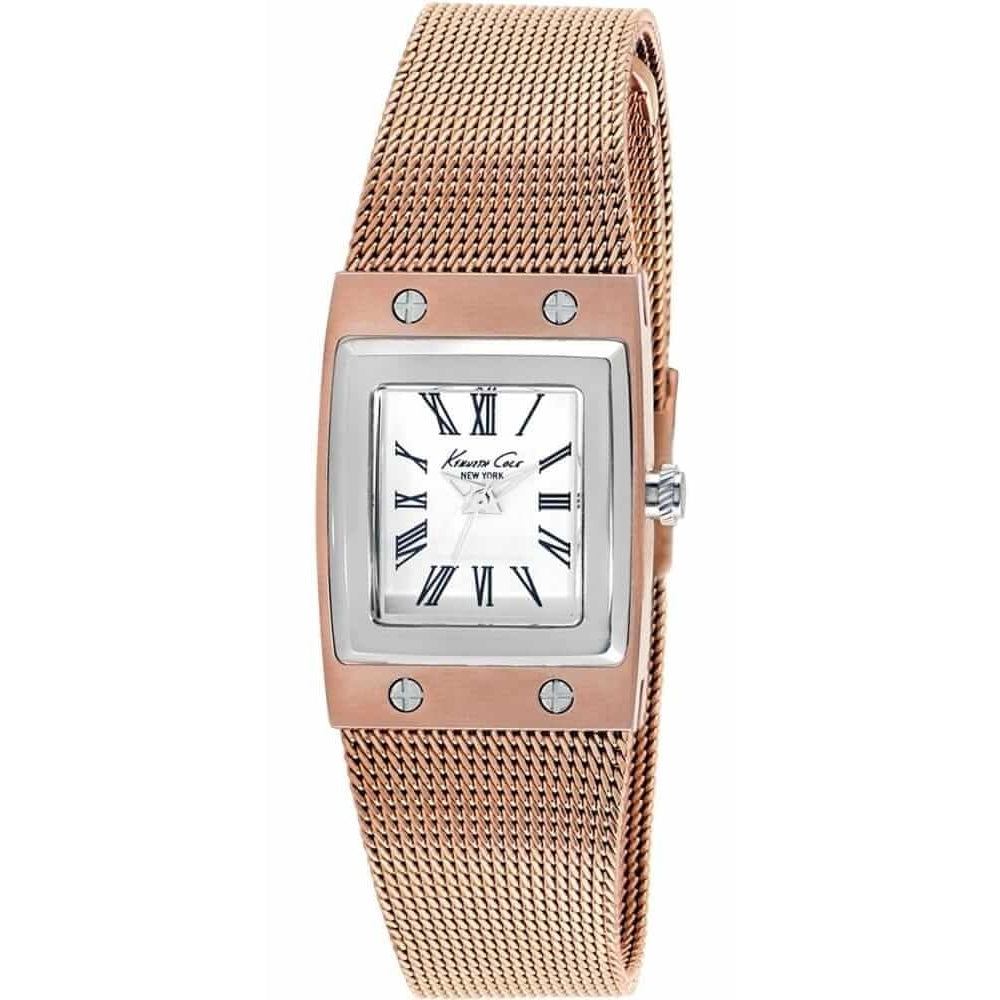 Womens Square face Rose mesh bracelet watch