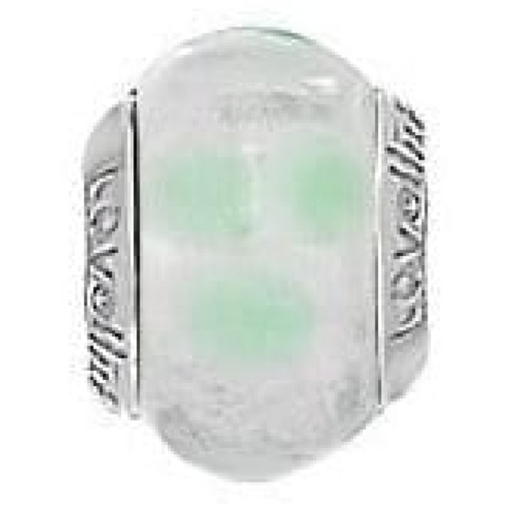Sterling Silver 'Mint Shamrock' Murano Glass Link