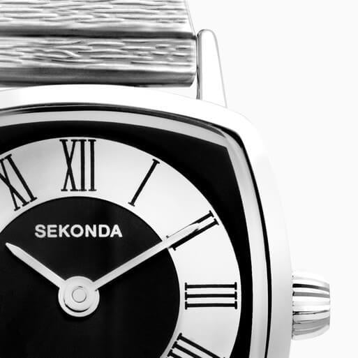 Heritage Black Dial With Silver Case & Alloy Bracelet Strap Ladies Watch