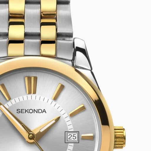Two Tone Case & SS Bracelet with Silver White Dial