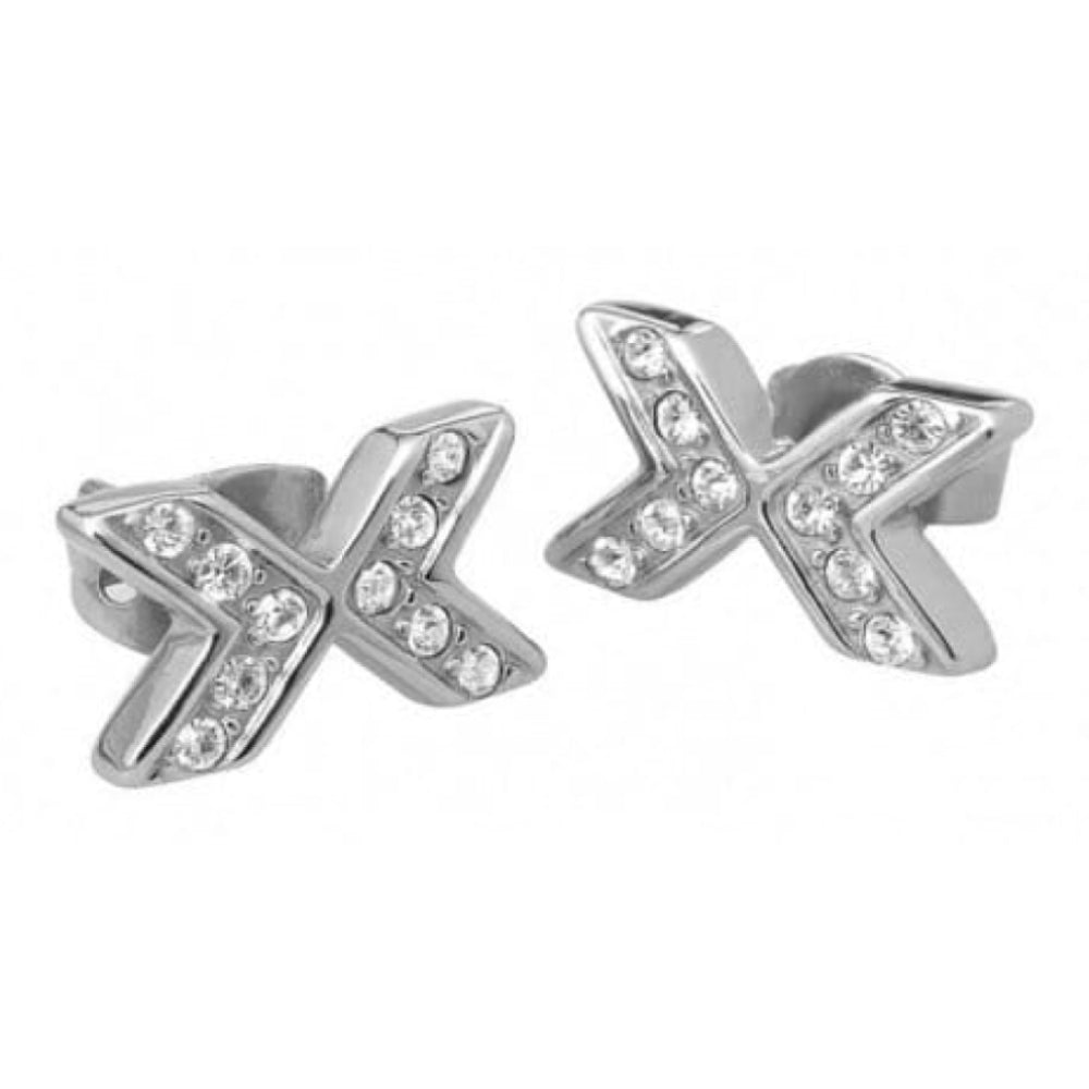 Ladies Stainless Steel Insignia Stud Earrings