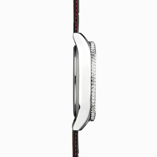Maverick Black Dial & Black Leather Strap Men's Watch