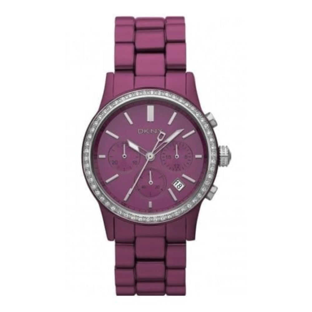 Ladies Pink Aluminium Plated Stainless Steel Chronograph Watch