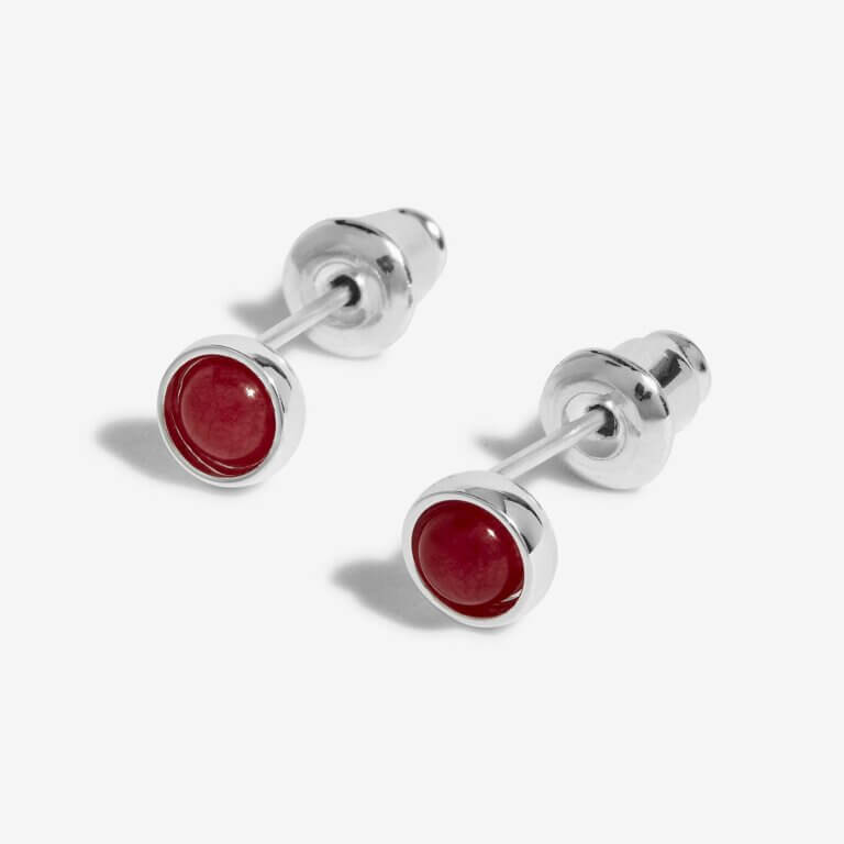 January Garnet Birthstone Boxed Earrings