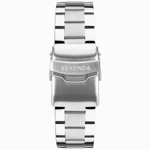 Silver Case With Red Dial & Stainless Steel Bracelet Men's Chronograph Watch