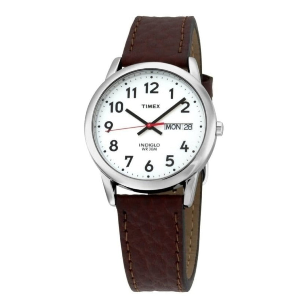 MENS BASIC RND BR LTH STR SILV DL