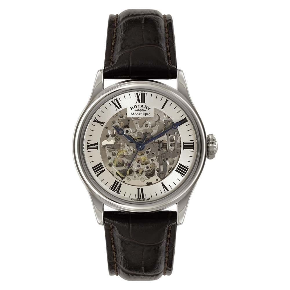 Rotary Chrome Stainless Steel Mechanical Wristwatch